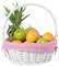 White Round Willow Gift Basket, with Gingham Liner and Handles